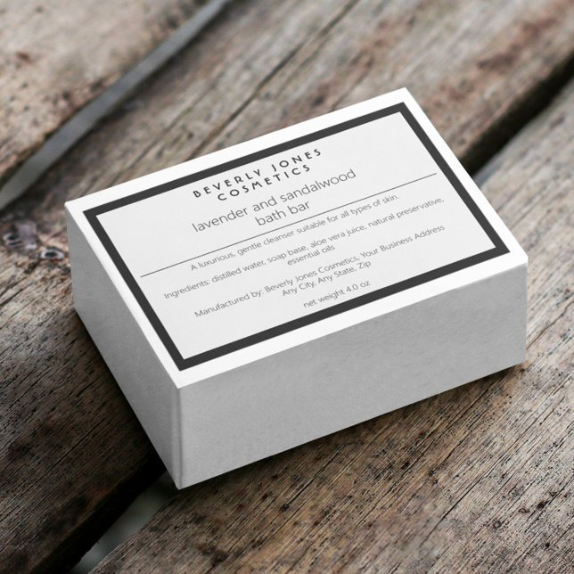 White & black minimalist waterproof soap box label (Creator Uploaded)