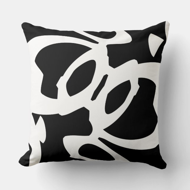 White & Black modern abstract designer Throw Pillow (Front)