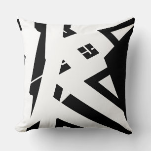 White & Black modern abstract designer Throw Pillow