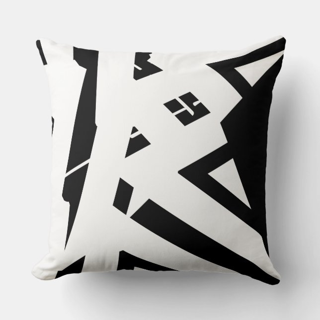 White & Black modern abstract designer Throw Pillow (Front)