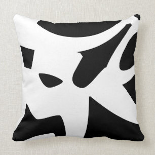 White & Black modern abstract designer Throw Pillow