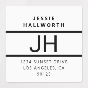 White & Black Modern Bold Monogram Waterproof