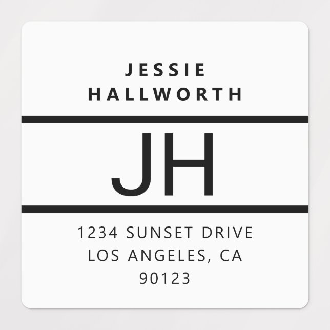 White & Black Modern Bold Monogram Waterproof (Design 3)