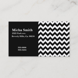 White & Black Modern Chevron Monogram Business Card