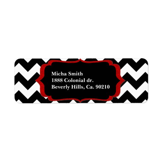 White & Black Modern Chevron Monogram Return Address Label