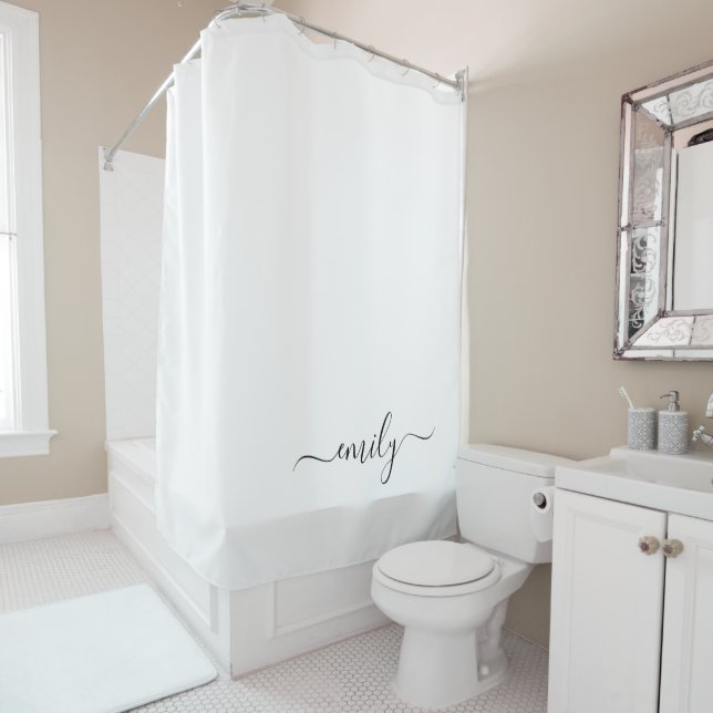 White Black Modern Script Monogram Name (In Situ)