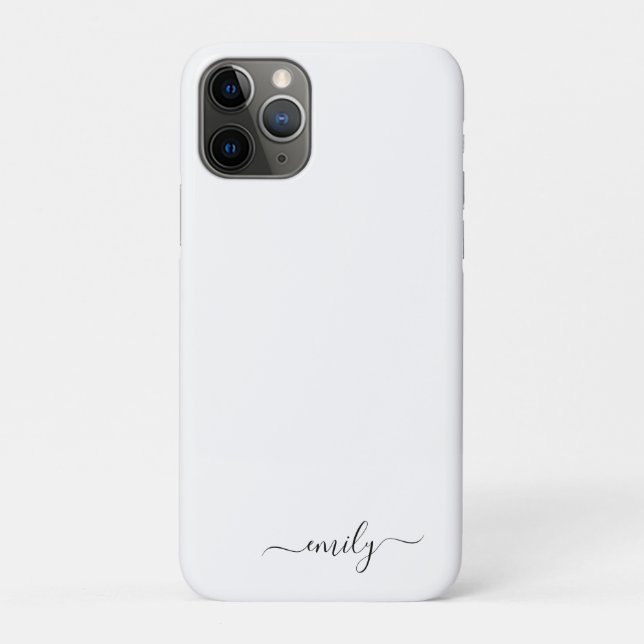 White Black Modern Script Monogram Name Case-Mate iPhone Case (Back)