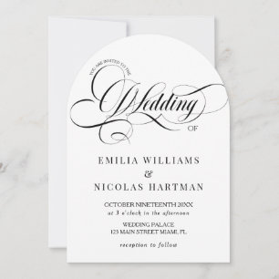 White & Black Monogram All In One Wedding Invitation