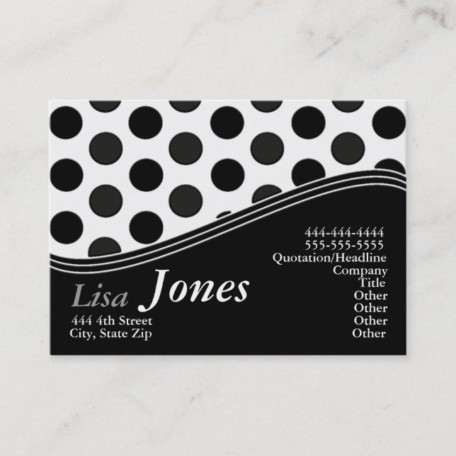 White & Black Monogram Business Cards (Front)