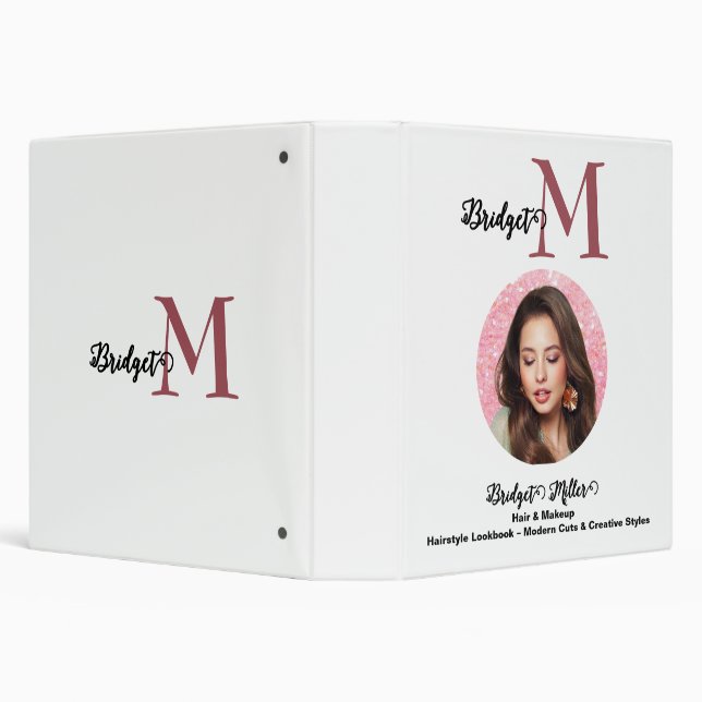 white black Monogram photo Hairstyle Lookbook Binder (Background)