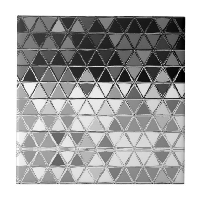 White & Black Mosaic Triangle Design Tile (Front)