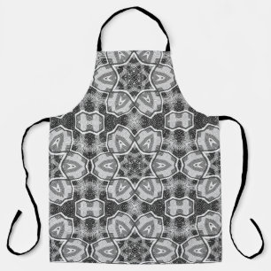 White-black openwork geometric pattern apron