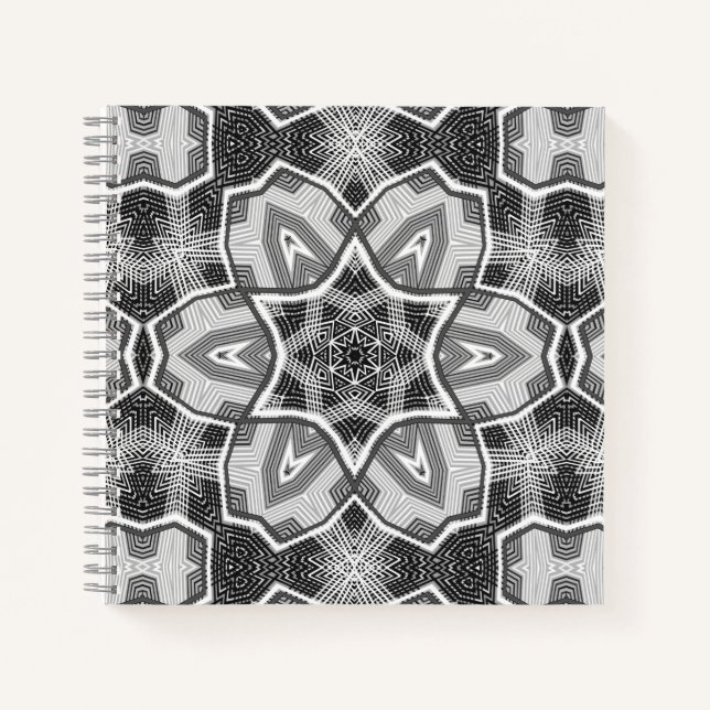 White-black openwork geometric pattern notebook (Front)