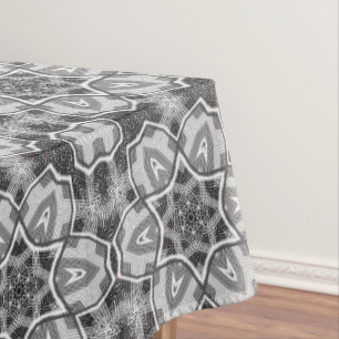 White-black openwork geometric pattern tablecloth