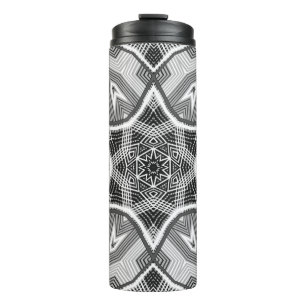 White-black openwork geometric pattern thermal tumbler