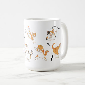 White Black Orange Playful Cats  Coffee Mug