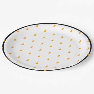 White Black Orange Polka Dots Paper Plate