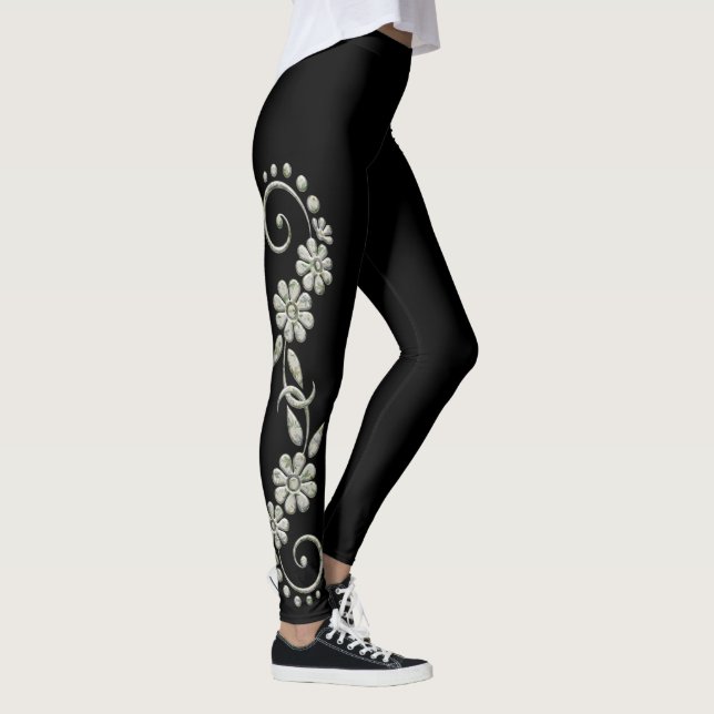 White & Black Ornamental Leggings (Right)