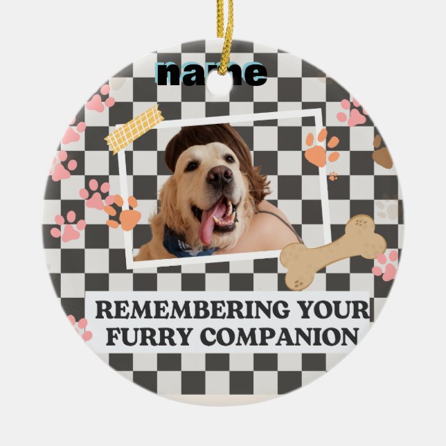 white black  personalised name Bandana Ceramic Ornament (Front)