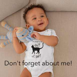 White Black Personalized Crazy Cat Kiddo Baby Bodysuit