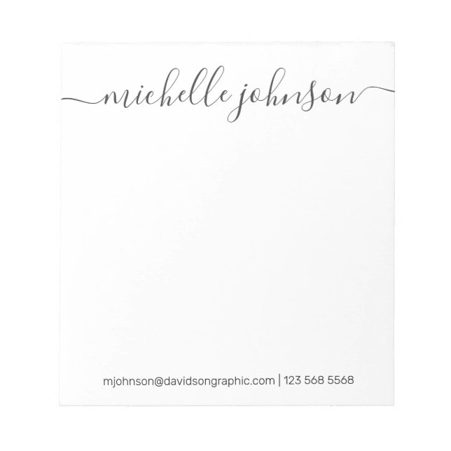  White Black Personalized Name | From The Desk Of  Notepad (Front)