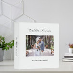 White black photo simple wedding album binder<br><div class="desc">A stylish,  classic white background .  Personalize and add a photo,  your names and wedding date. Black text.
Spine: add your text.</div>