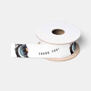 White Black Photographer Thank You! Satin Ribbon