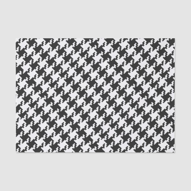White & Black Pied De Poule Pattern Tissue Paper (Front)