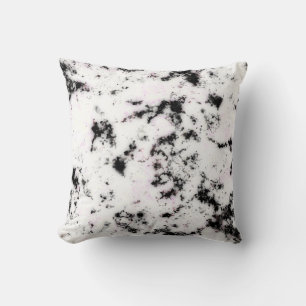 White Black Pink Marble Paint Splash Abstract Throw Pillow