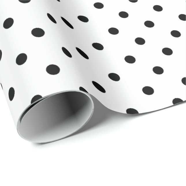 White | Black Polka Dot Wrapping Paper (Roll Corner)