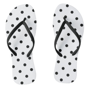 White/Black Polka Dots Flip Flops