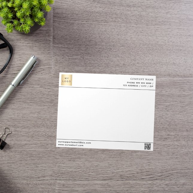 White black QR code business logo letterhead Notepad (Creator Uploaded)