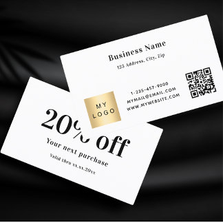 White black qr code logo business discount card