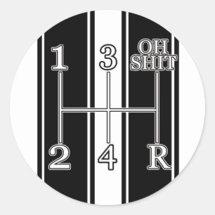 White Black Race Stripes Shift Knob Sticker