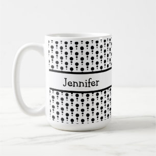 White & Black Retro Pattern Personalized Coffee Mug