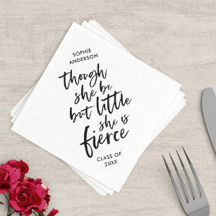White & Black Script Little But Fierce Shakespeare Napkin