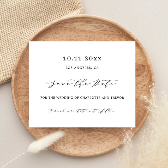 White black script modern wedding Save the Date (Creator Uploaded)