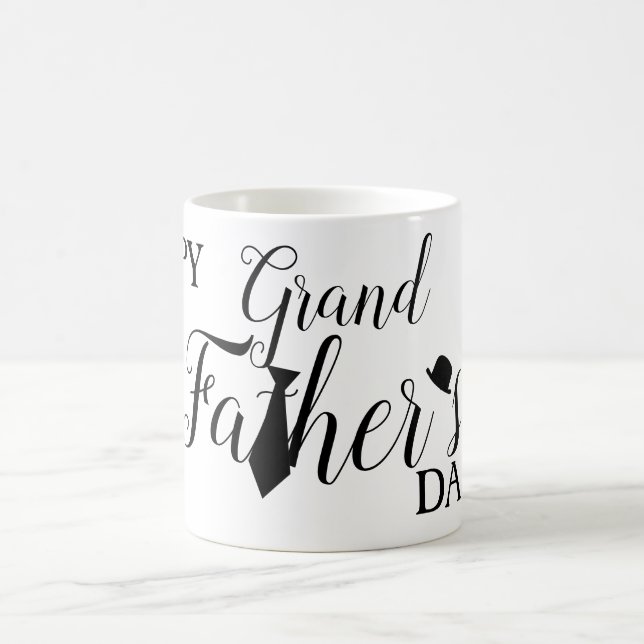 White Black Scripts Tie Happy Grand Father's Day  Coffee Mug (Center)