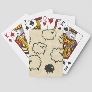 White & Black Sheep on Cream Background Playing Cards