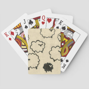 White & Black Sheep on Cream Background Playing Cards