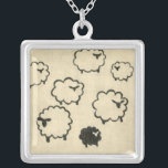 White & Black Sheep on Cream Background Silver Plated Necklace<br><div class="desc">Is your child having trouble sleeping? Have them count the white and black sheep in this print by Chariklia Zarris. A wonderful piece that is elegant in its simplicity. Order your print today!</div>