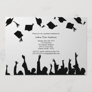 White Black Silhouette Graduation Party Invitation