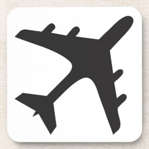 White black simple airplane design coaster