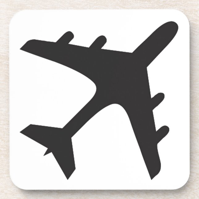 White black simple airplane design coaster (Front)