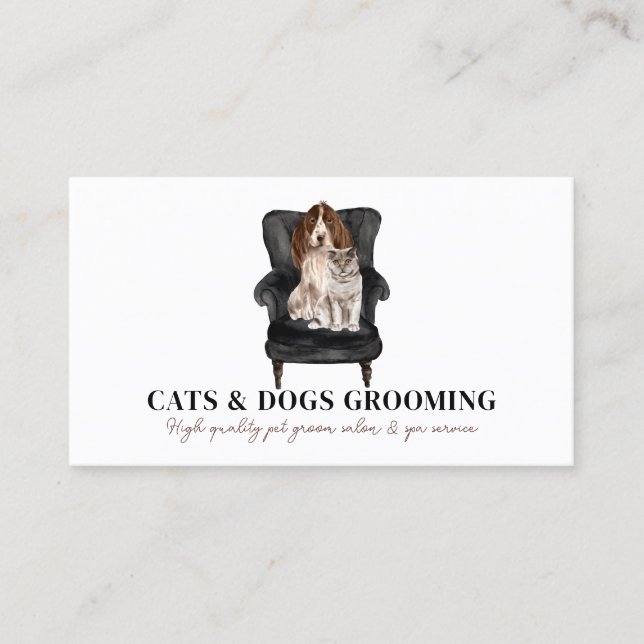 White Black Sofa Pet Sitter Dog Cat Business Card (Front)
