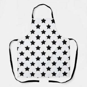 White Black Stars Pattern Decorative Apron