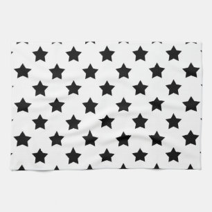 White Black Stars Pattern Decorative Kitchen Towel