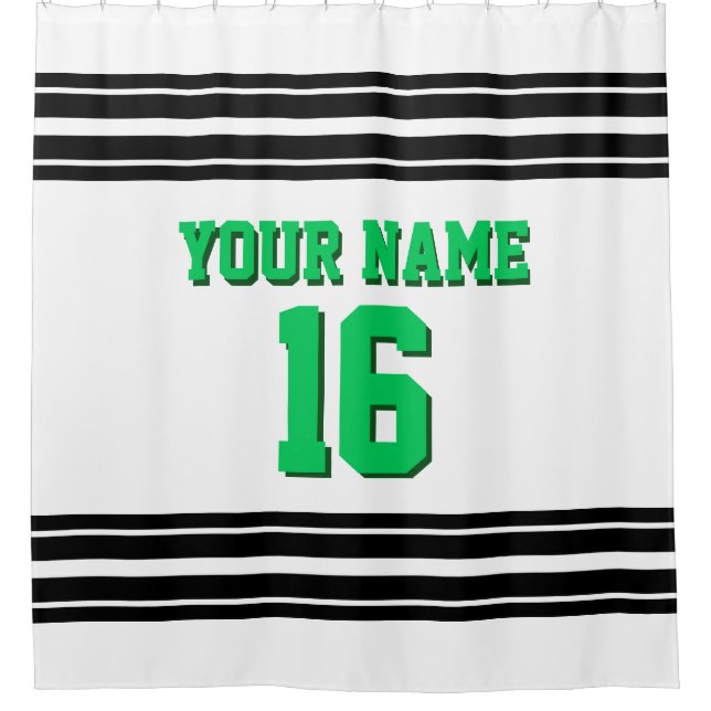 White Black Stripes Sports Jersey Emerald Green (Front)