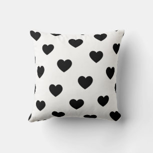 White Black Sweet Cozy Modern Romantic Chic Heart Throw Pillow