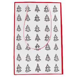 White & Black Tree Gift Bag (Red)
